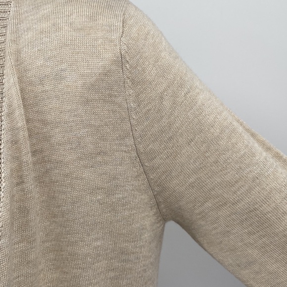 Premise Knit Ribbed Oatmeal Open Cardigan with Zip Pockets Small - Picture 6 of 14